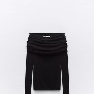 Zara Black Off-Shoulder Knit Top